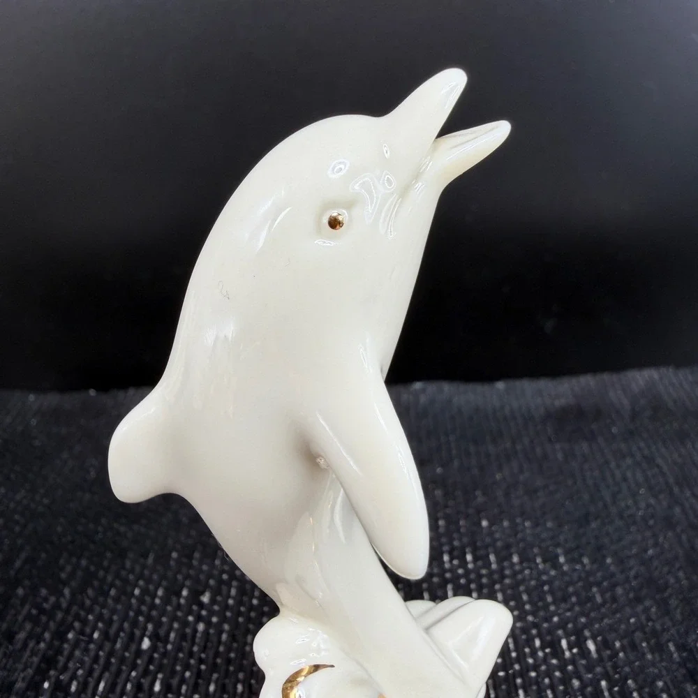 Lenox‎ Dolphin Figurine Ivory China Gold Trim Handcrafted Nautical Decor 4 Inch
